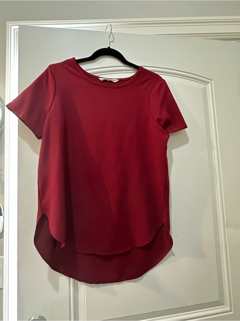Bluenotes Short Sleeve High-Low Top - Maroon Red